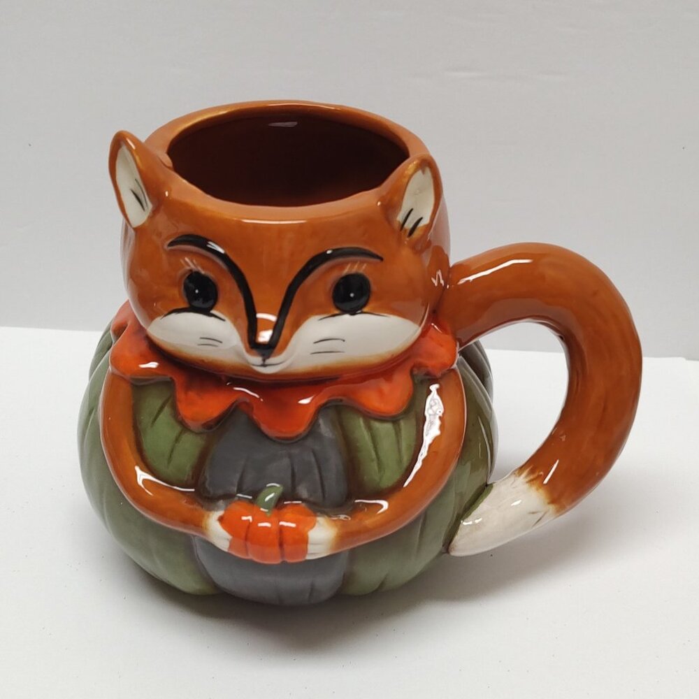 Harvest Critter Fox Mug - Johanna Parker - Fox Holding A Pumpkin Ceramic Mug